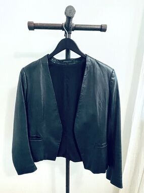 Theory Lanai lamb black leather jacket / blazer, size 12